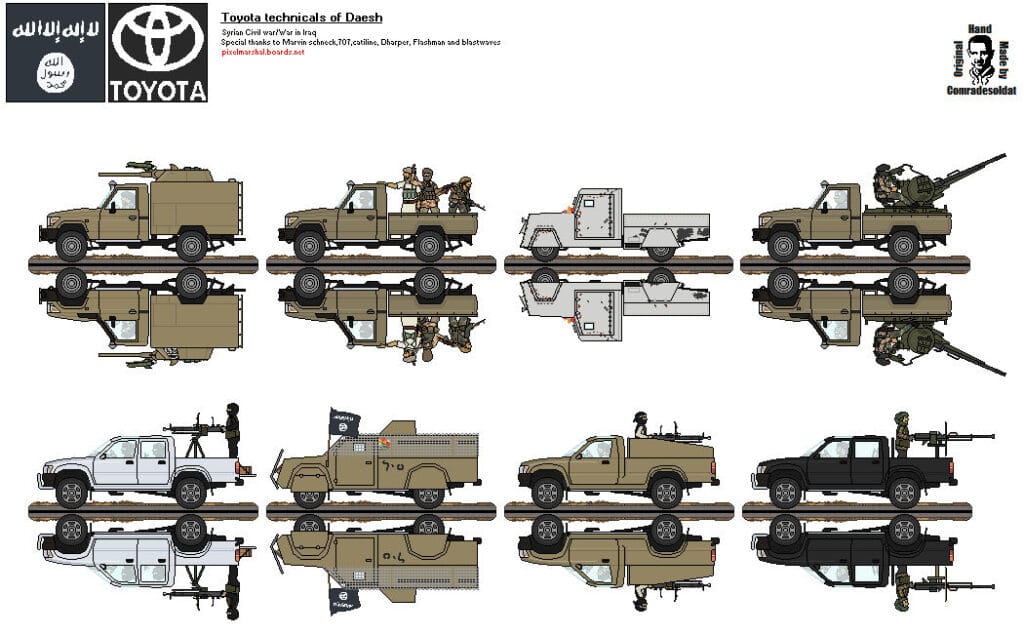 Toyota hiluxes and war